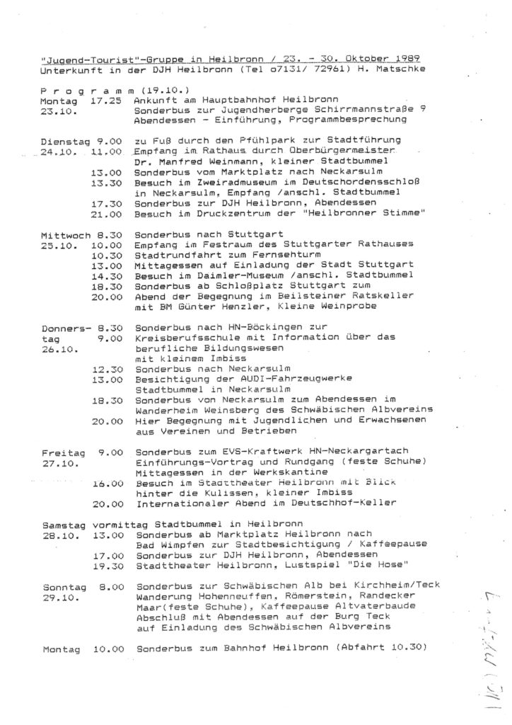 Das Programm im Jahr 1989